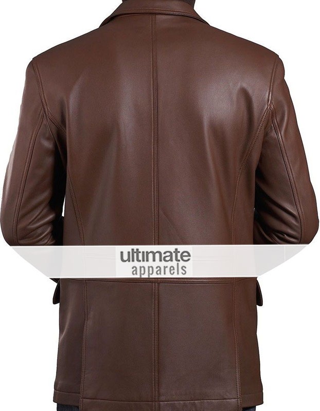 Mens Brown Leather Blazer Jacket Coat