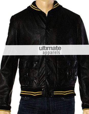 Spread Ashton Kutcher Nikki Black Bomber Jacket