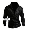 Black Biker Men Bomber Body Fitted Jacket