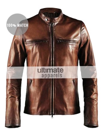 Cafe Racer Vintage Men's Brown Motorcycle Leather Jacket