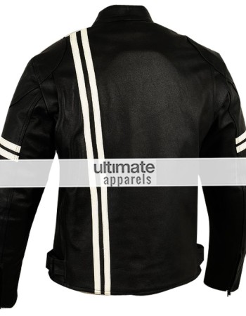 X-men Men's Motorcycle Black Jacket With White Stripes