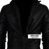 Slim Fit Men Black Bomber Leather Jacket