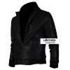 Slim Fit Men Black Bomber Leather Jacket