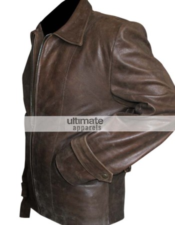 Vintage Men's Distressed Brown Leather Jacket Clothing