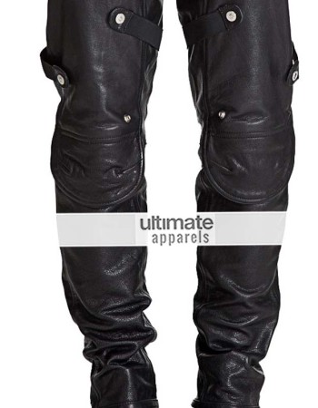 Men Stylish Motorcycle Padded Black Leather Pant