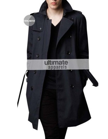 Burberry London Mens Cotton Twill Trench Black Coat
