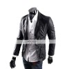 Men's Casual Smart Designers Black Leather Jacket Blazer