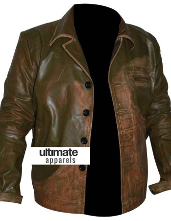 Men's Designers Green Distressed Leather Jacket (Johnny Depp)