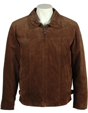 Men Suede Leather Dark Brown Formal Jacket