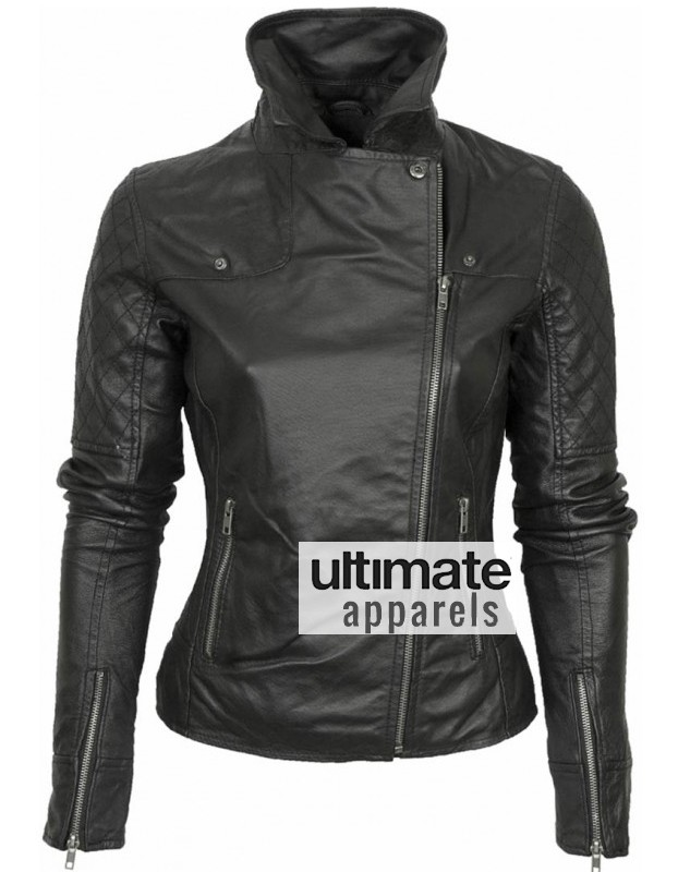 Barney Designer Women's Leather Asymmetric Biker Jacket