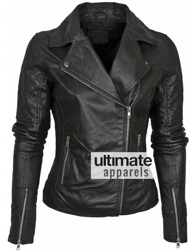Barney Designer Women's Leather Asymmetric Biker Jacket
