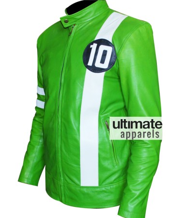 Ben 10 Cartoon Green Leather Jacket Sale