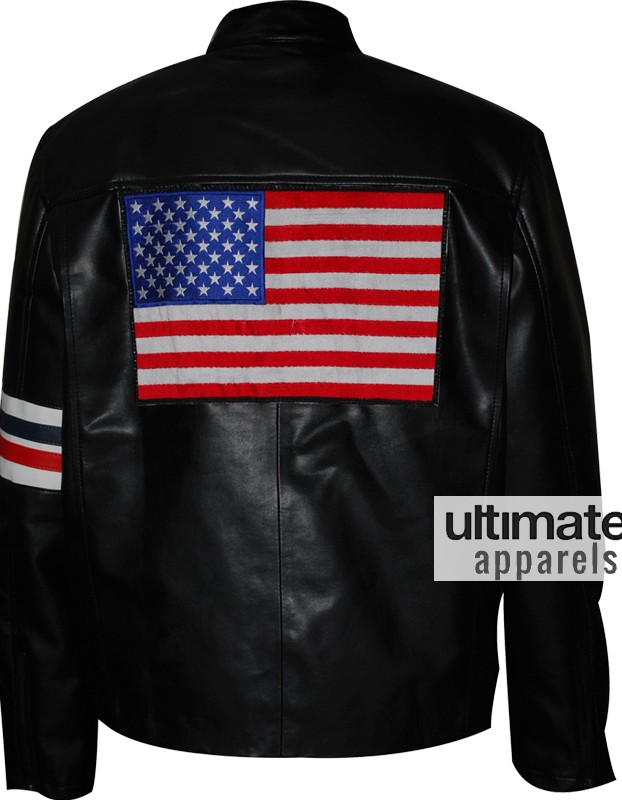 Captain America Easy Rider Peter Fonda Biker Black Jacket