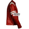 Fight Club Brad Pitt Red Jacket With White Stripes