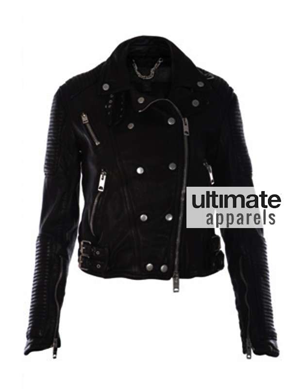 Keira Knightley Burberry Prorsum Black Quilted Leather Jacket