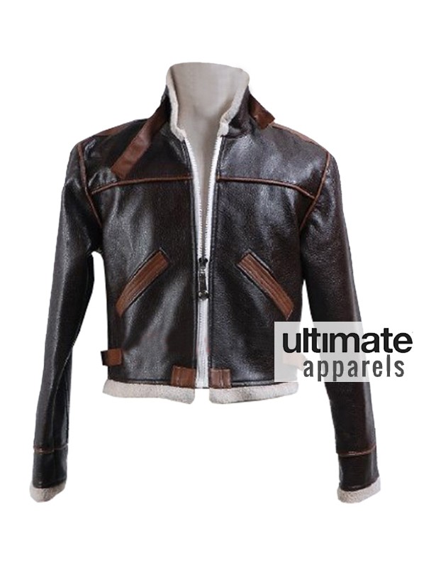 Resident Evil 4 Leon Kennedy Bomber Fur Leather Jacket