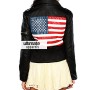 American Flag Women Black Biker Jacket For Sale