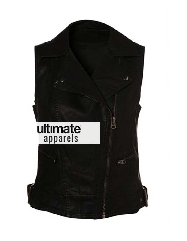 Demi Lovato Black Leather Vest at X-Factor