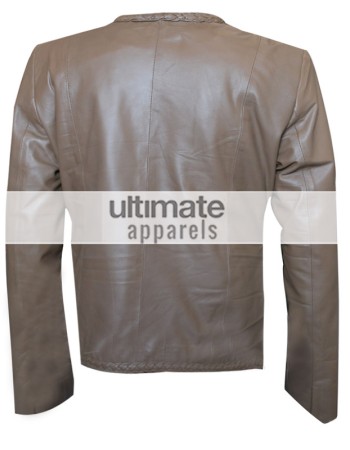 Women Slim-Fit Stylish Biker Grey Leather Jacket