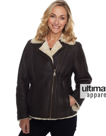 Women Shearling Winter Flying Fur Black Jacket