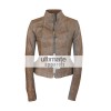 Rick Owens Style Women's Distressed Brown Motorcycle Jacket