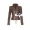 Women's Vintage Style Lace Up Brown Leather Jacket