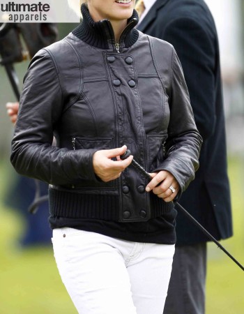 Zara Phillips Black Leather Jacket