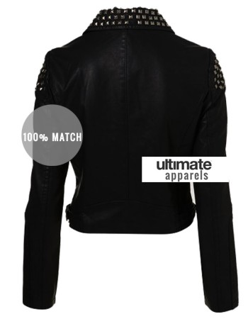 WWE Paige NXT Black Studded Black Biker Ladies Jacket
