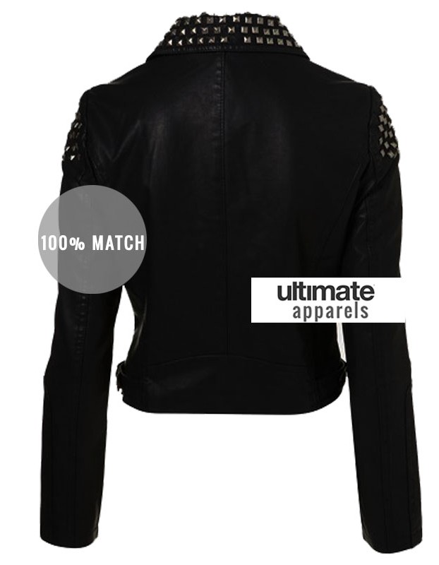 WWE Paige NXT Black Studded Black Biker Ladies Jacket