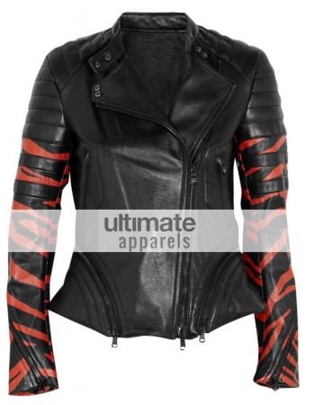 3.1 Phillip Lim Tiger Print Black Leather Biker Jacket